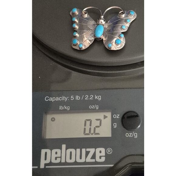 Sterling and turquoise butterfly brooch - Picture 4 of 5